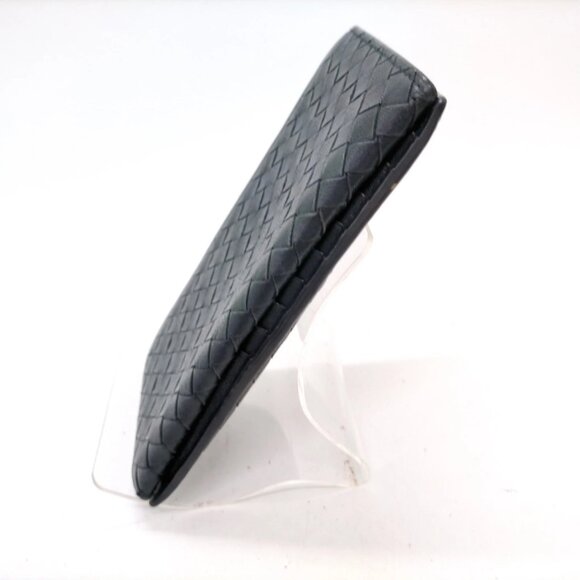 $1295 Authentic BOTTEGA VENETA Made in ITALY Black-Blue Leather Long Wallet - Picture 7 of 12